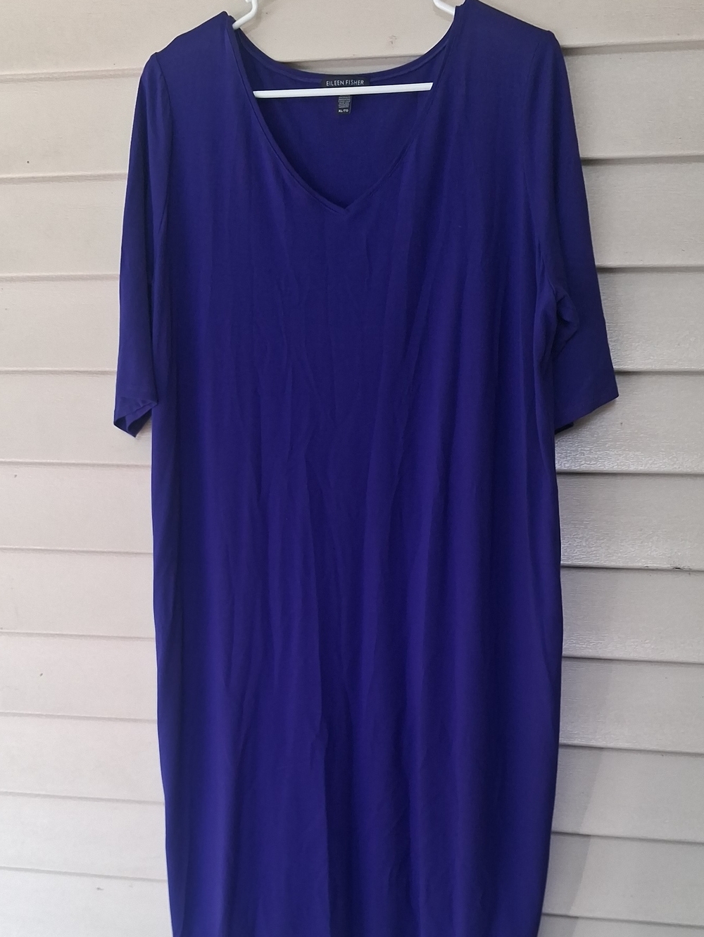 Eileen Fisher Deep Purple V-Neck Dress Size XL
